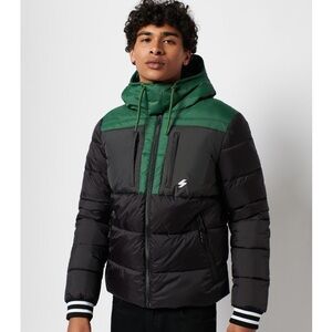 Men’s Superdry Puffer Jacket Winter Coat | new with tags, green, black
